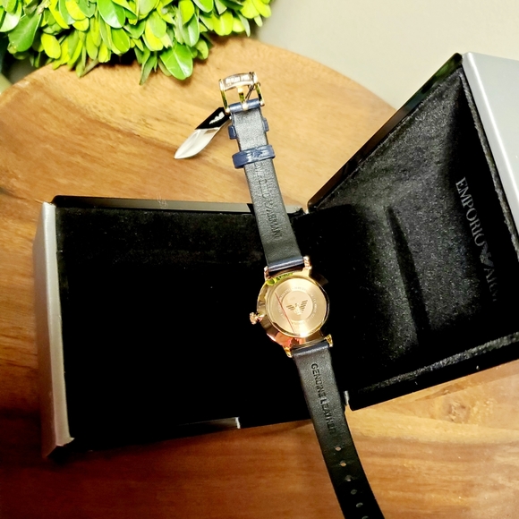 Emporio Armani Modern Slim Rose Gold & Blue Watch main image 7